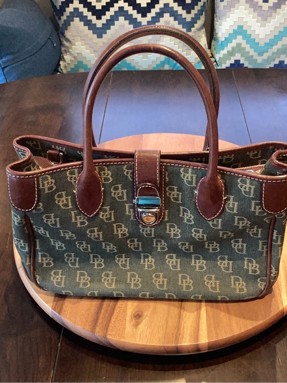 Dooney & Bourke Logo Jacquard Leather-Trim Satchel